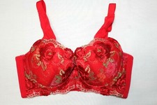 Red/green Lace underwire Bra /removable insert/ bow detail Size 28C