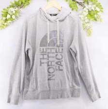The North Face Women's Light Gray Front Big Logo Sweatshirt Hoodie Sz L