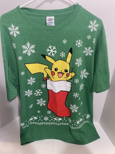 Pokemon Adult Green Holiday T-Shirt 