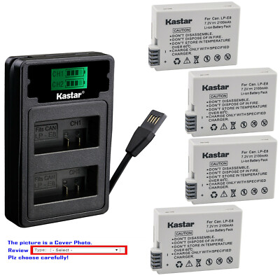 Kastar Battery LZD2 USB Charger for Canon LP-E8 LC-E8 & Canon EOS 550D Camera
