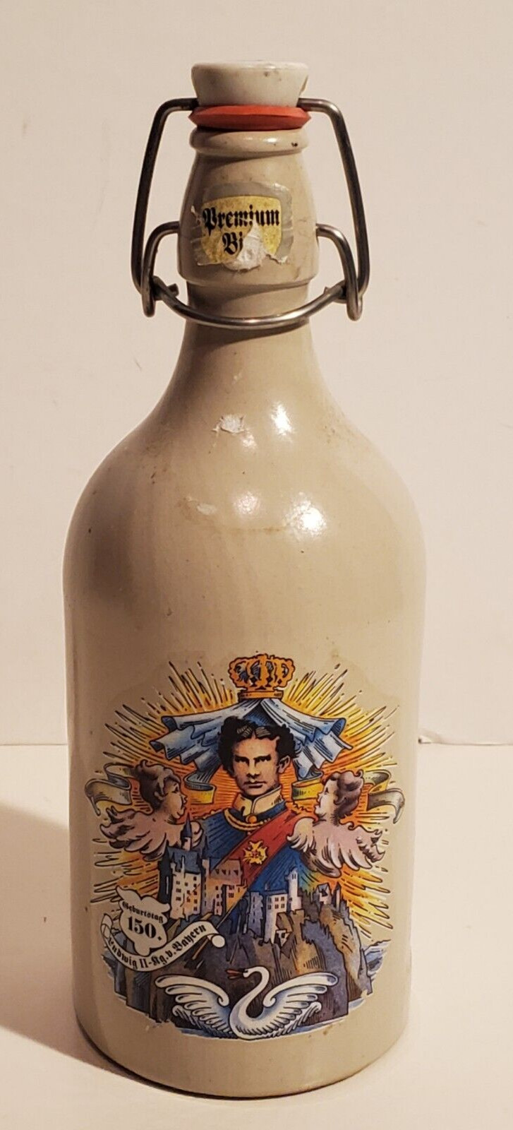 VINTAGE CARLSBERG? GERMAN BEER BOTTLE CERAMIC POTTERY HINGED LID STOPPER