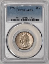 1932-D Washington Quarter 25c PCGS AU53 - Original!