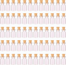 64pcs 1ml Tiny Vials with Cork Stoppers and Eye Screws,Mini Glass Bottles Small