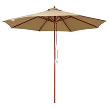 Aplus 9FT Wooden Patio Umbrella UV30 for Table Market Yard Beach Cafe Tan