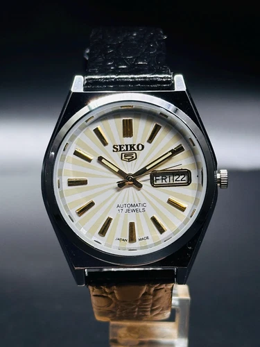 Rare Vintage Refurbished Seiko 5 Automatic Day/Date Japan Men's Wrist Watch