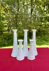 Vintage Anchor Hocking White Milk Glass 6" & 9” Bud Vase S - EUC