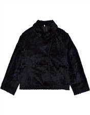 JOLIPEL Womens Faux Fur Overcoat UK 14 Large Navy Blue AU02