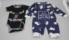 Lazy One 3/6M Baby Outfit Bodysuit Romper Lot of 2 May the Forest Be With You