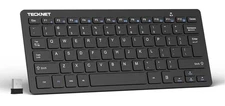 TECKNET 2.4G Wireless Keyboard - Mini Compact with Media Black