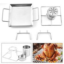 Girarrosto per polli in acciaio inox compatibile con griglie a gas e carbone