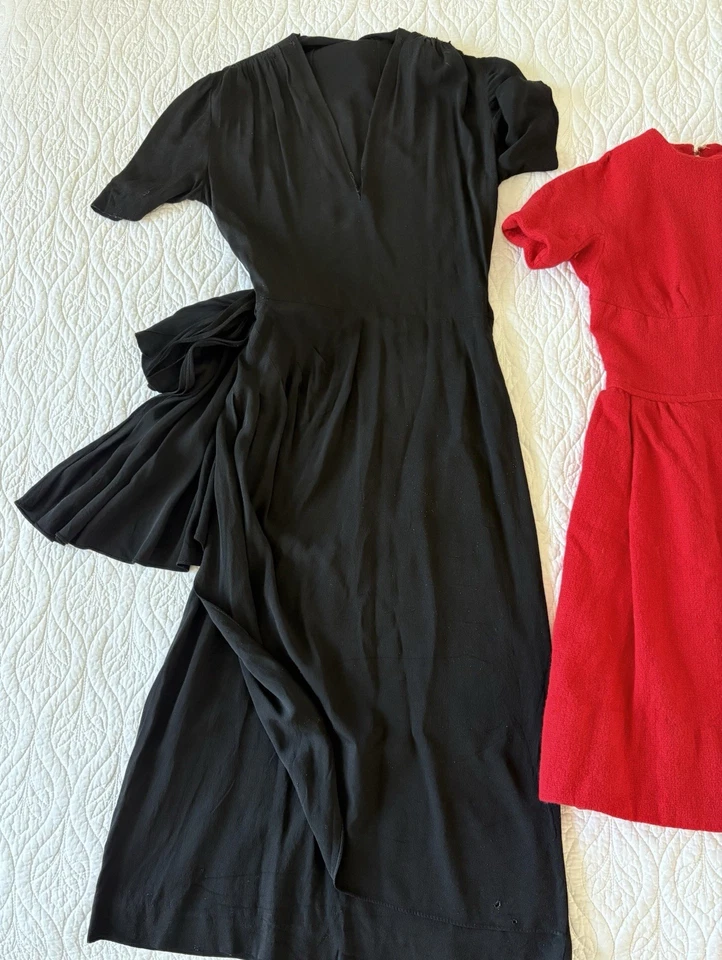 Lot Of 2 Vintage 1930s 40s Dresses Seamstress Special TLC Repair NEEDED - Image 2 of 4