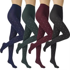 NEW WOMEN'S POLKA DOT PRINT THICK KNIT OPAQUE SOLID TIGHTS PANTYHOSE STOCKINGS