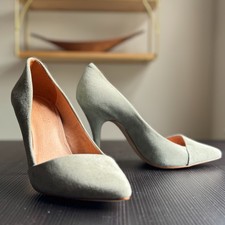 Madewell Women's MIRA MIDI Sage Green Leather Suede 4" heel pump size 8.5