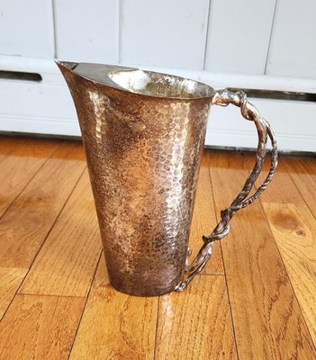 MICHAEL ARAM HAMMERED SILVER PLATED WATER PITCHER 10.25''