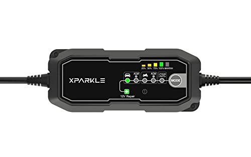 Xparkle ABC01 4.3A 60W Car Battery Charger and Maintainer for 12V Automotive 