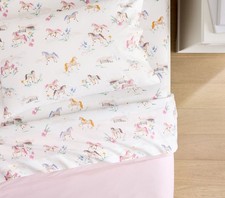 Pottery Barn Kids Floral Horse Organic Cotton Sheet Set US STOCK