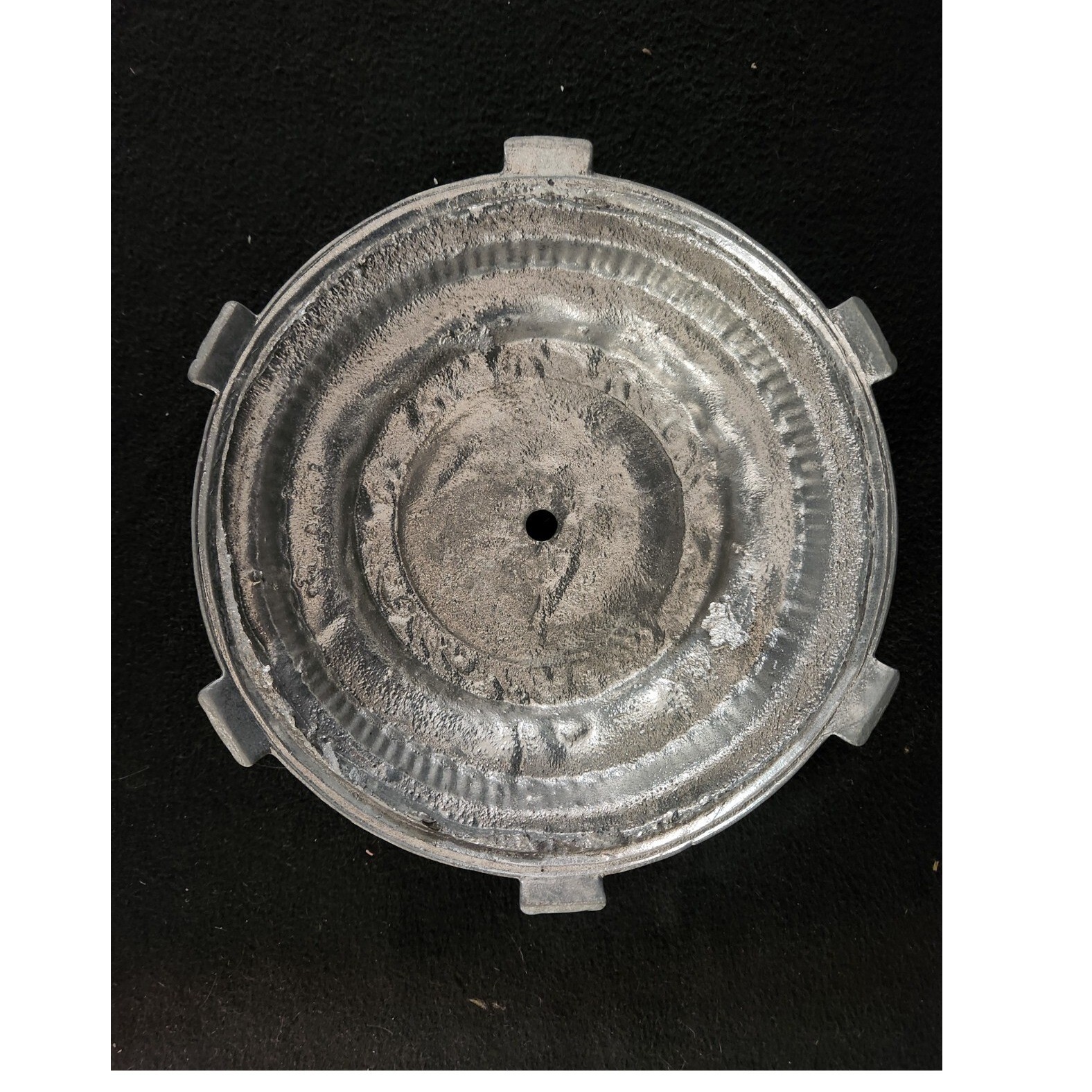 11" Solid Aluminum Floor Lamp Base w/ Ribbed & Scroll Border, 6 Footed