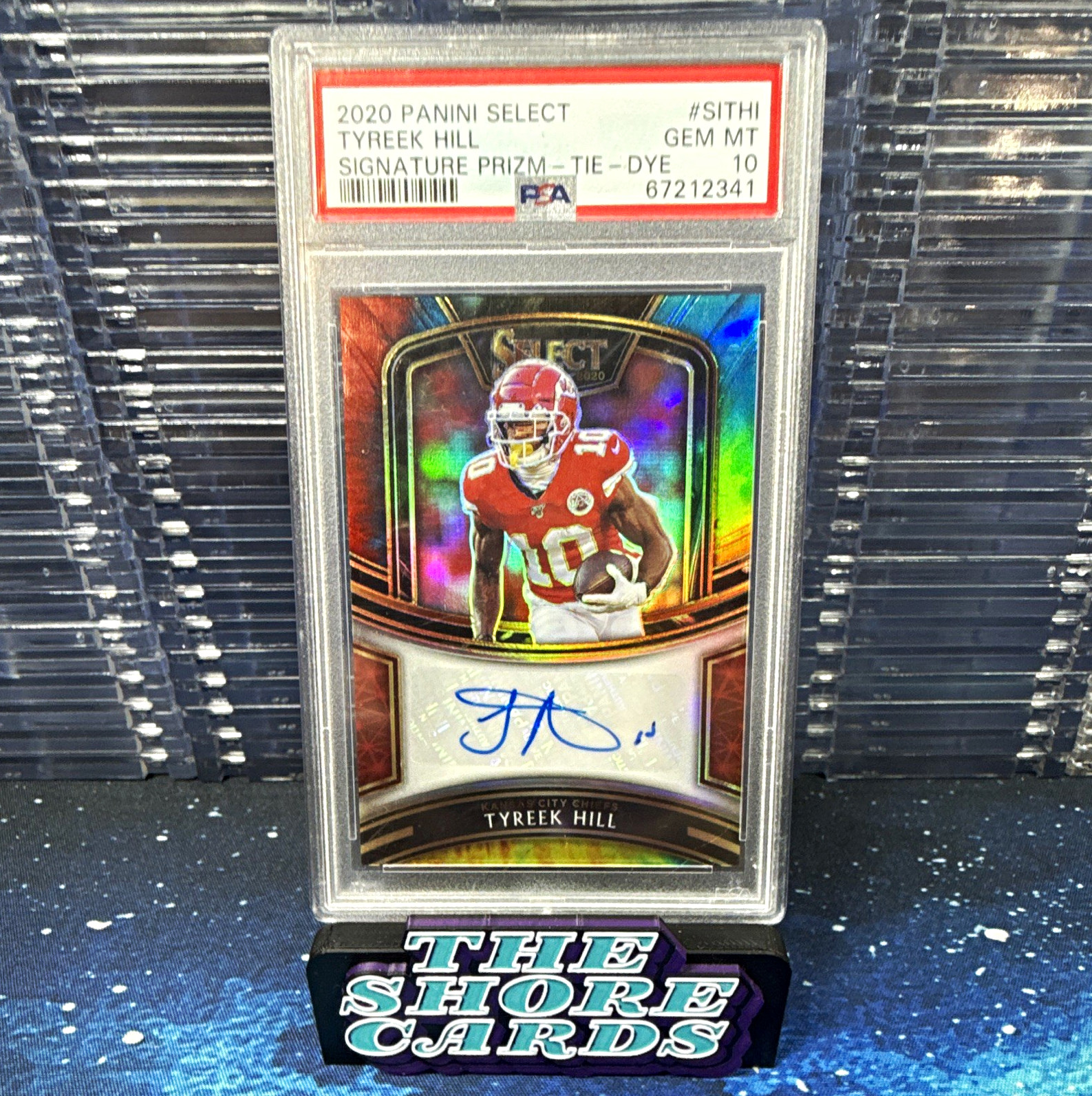 2020 Panini Select Tyreek Hill Signature Prizm Tie-Dye /25 SITHI PSA 10 view 1