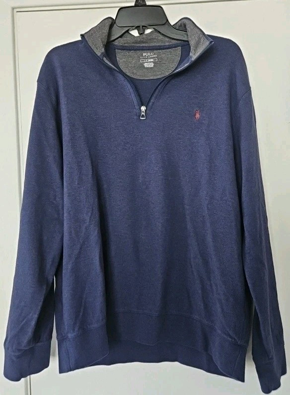 Polo Ralph Lauren Performance Felpa Uomo Grande Blu 1 4 Zip Maglione Pony