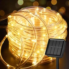 39FT Solar Rope Tube Lights Outdoor Waterproof LED PVC Fairy String Light Garden