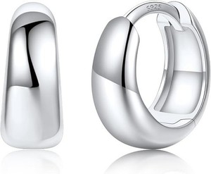 Authentic Hoop Earrings 14K Gold Plated Chunky Huggie Hoops 925 Silver Post