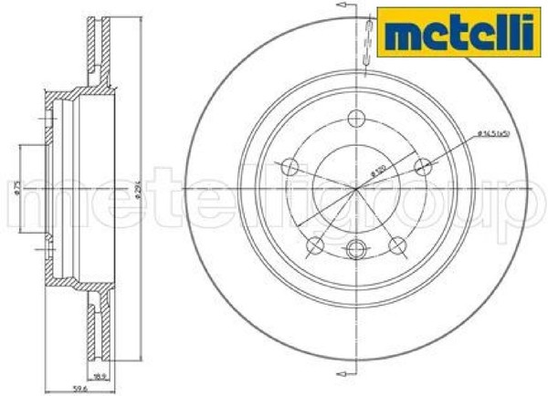2X Bremsscheibe Metelli 23-0704C 2 Bremsscheiben Hinterachse Hinten FüR BMW-image