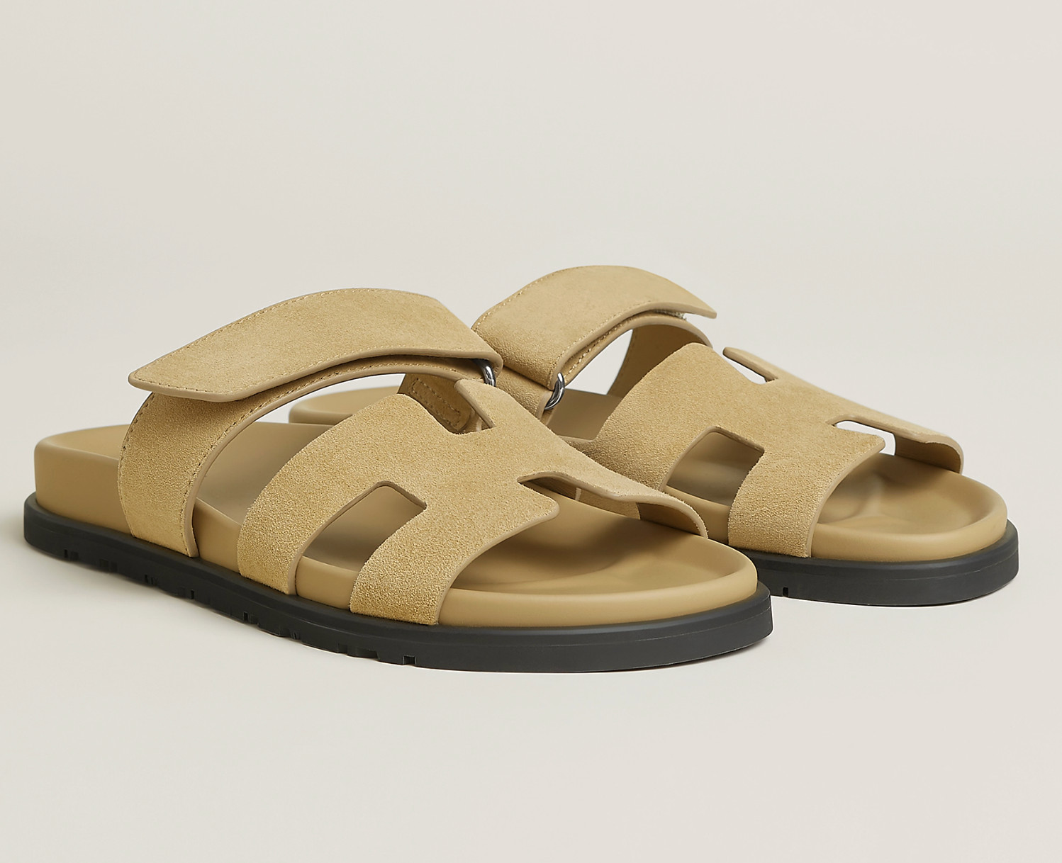 Size 37EU NIB HERMÈS Beige Albâtre Suede Women’s Chypre Sandals image 2