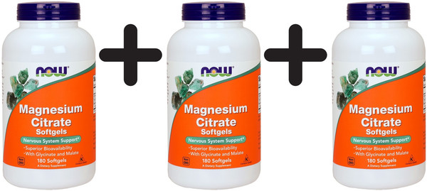 3 X NOW Foods Magnesium Citrate Softgels - 180 Softgels (148,06 Eur/Kg)-image