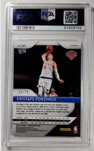 2018 Panini Prizm Fast Break Purple #98 Kristaps Porzingis /75 PSA 10 POP 2 - Bild 2 von 3