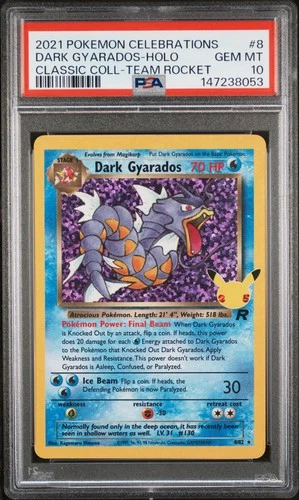 2021 POKEMON CELEBRATIONS CLASSIC COLLECTION #8 DARK GYARADOS-HOLO PSA 10