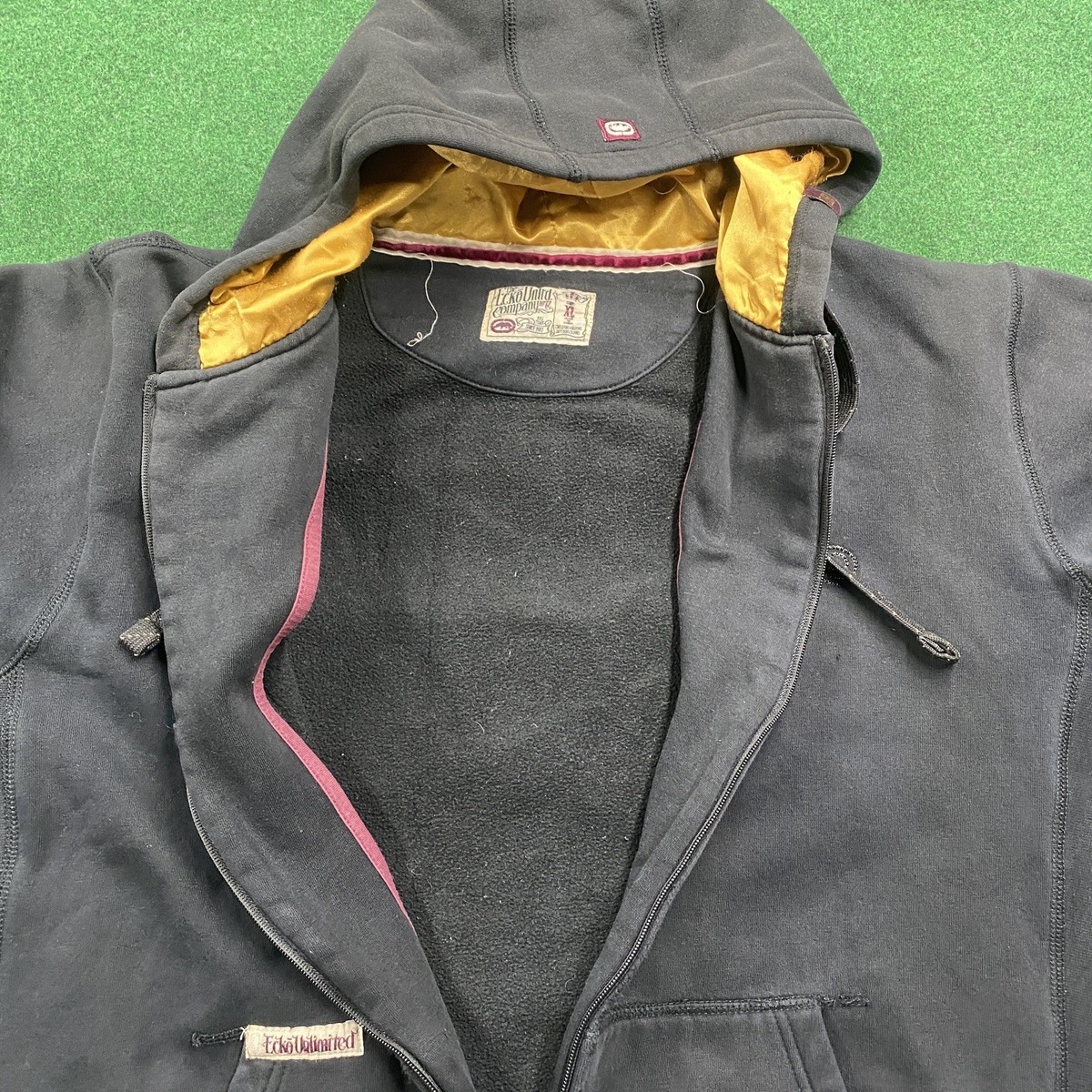 Vintage Ecko Unltd Hoodie Mens XL Black Y2K Baggy Grunge Full Zip