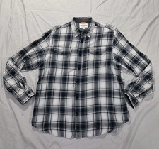 Field Stream Shirt Mens XL Gray Black Plaid Flannel Long Sleeve Outdoor Cotton