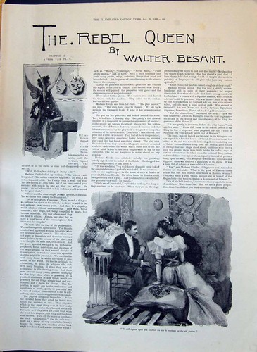Old 1893 Story Illustration Rebel Queen Walter Besant Man Lady Romanc Victorian