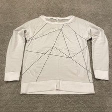 Lululemon Sweatshirt Womens 4 White Crew Love Pullover Reflective Geometric Logo