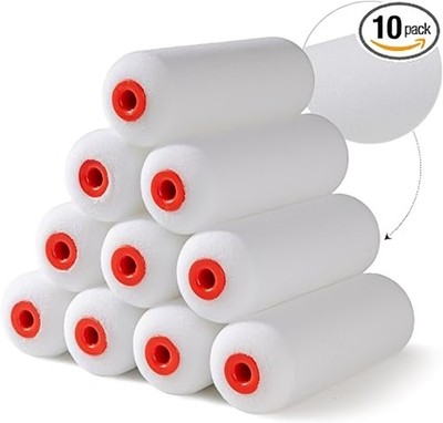 Foam Paint Roller Covers 4 Inch 10 Pack High Density Washable Reusable Smooth