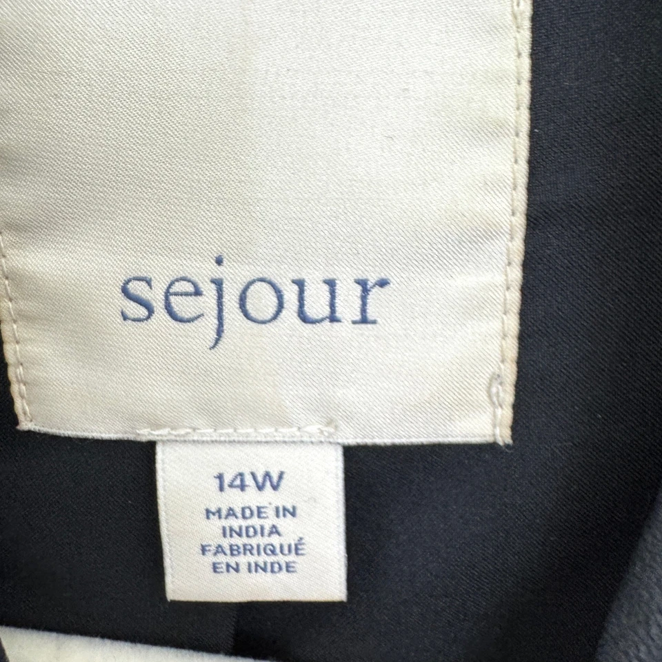 Sejour Womens Leather Jacket Size 14 W Moto Biker Ribbed Classic Black - Image 2 of 4