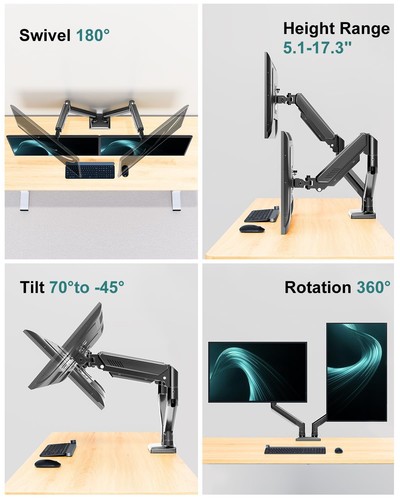 Dual Monitor Desk Mount - Adjustable Monitor Arm for 2 Monitors up to 32 inch... - Bild 3 von 9