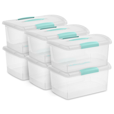 Sterilite 6 Pack Stackable Storage Bin, Latch Lid, Medium Nesting ShowOff, Clear