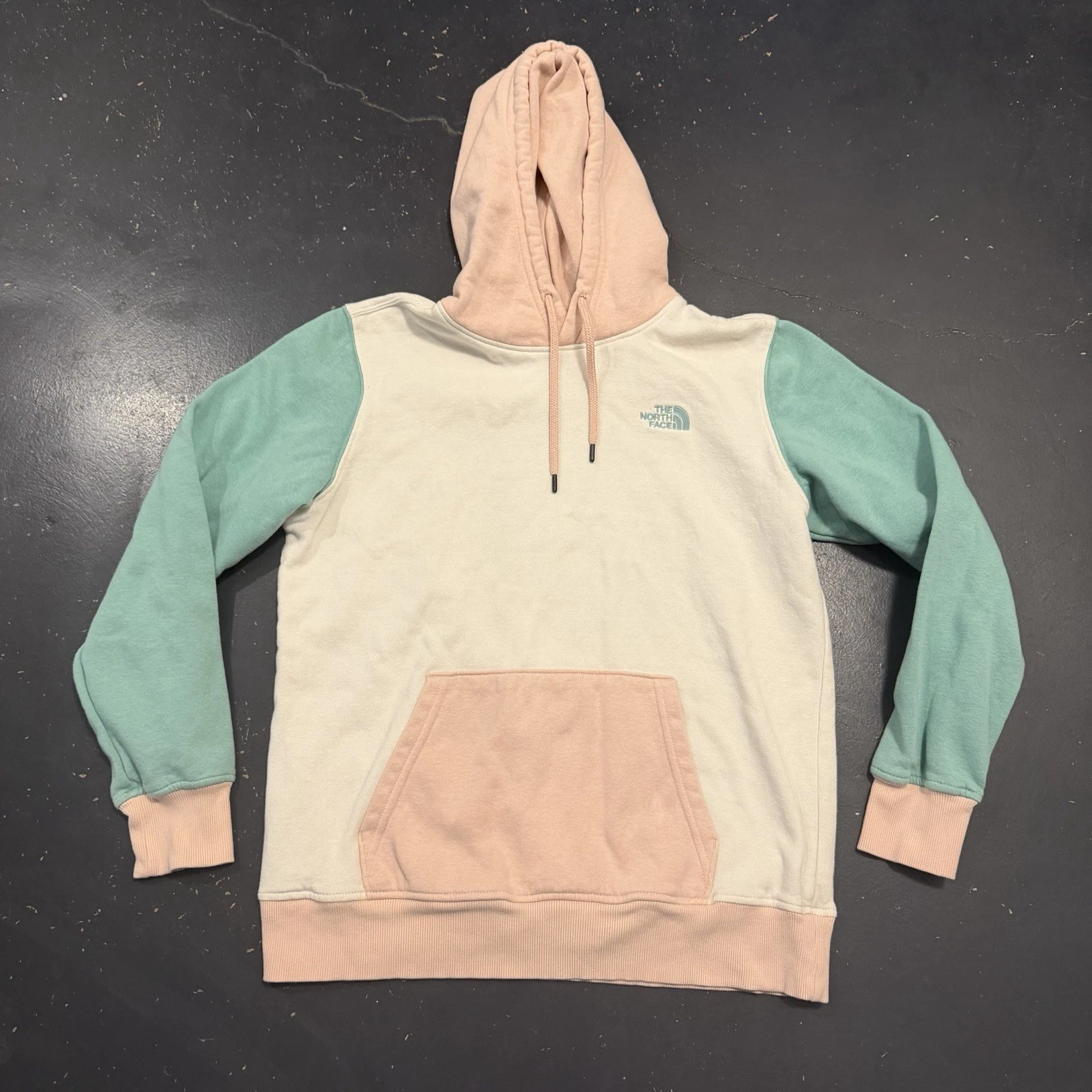 North Face Hoodie Womens Medium Green Multicolor Pullover Sweatshirt