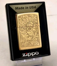Zippo 254B MARLBORO VENETIAN DESIGN on High Polish Brass Lighter, NOV 2024, NEW