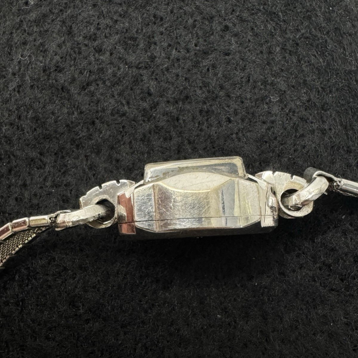rare vintage BENRUS 14K White Gold Ladies Square Watch