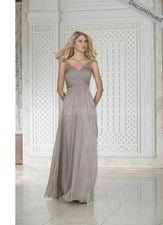 Belsoie Long V Neck Tiffany Chiffon Taupe Bridesmaid Dress US 4