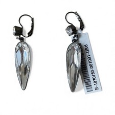 NWT Mariana Icy Clear Swarovski Crystal Dangle Dagger Leverback Gunmetal Earring