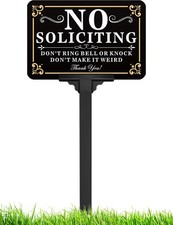 Multiwins No Soliciting Sign for House with 12 x 8 inches, Rectangle-Gold-01