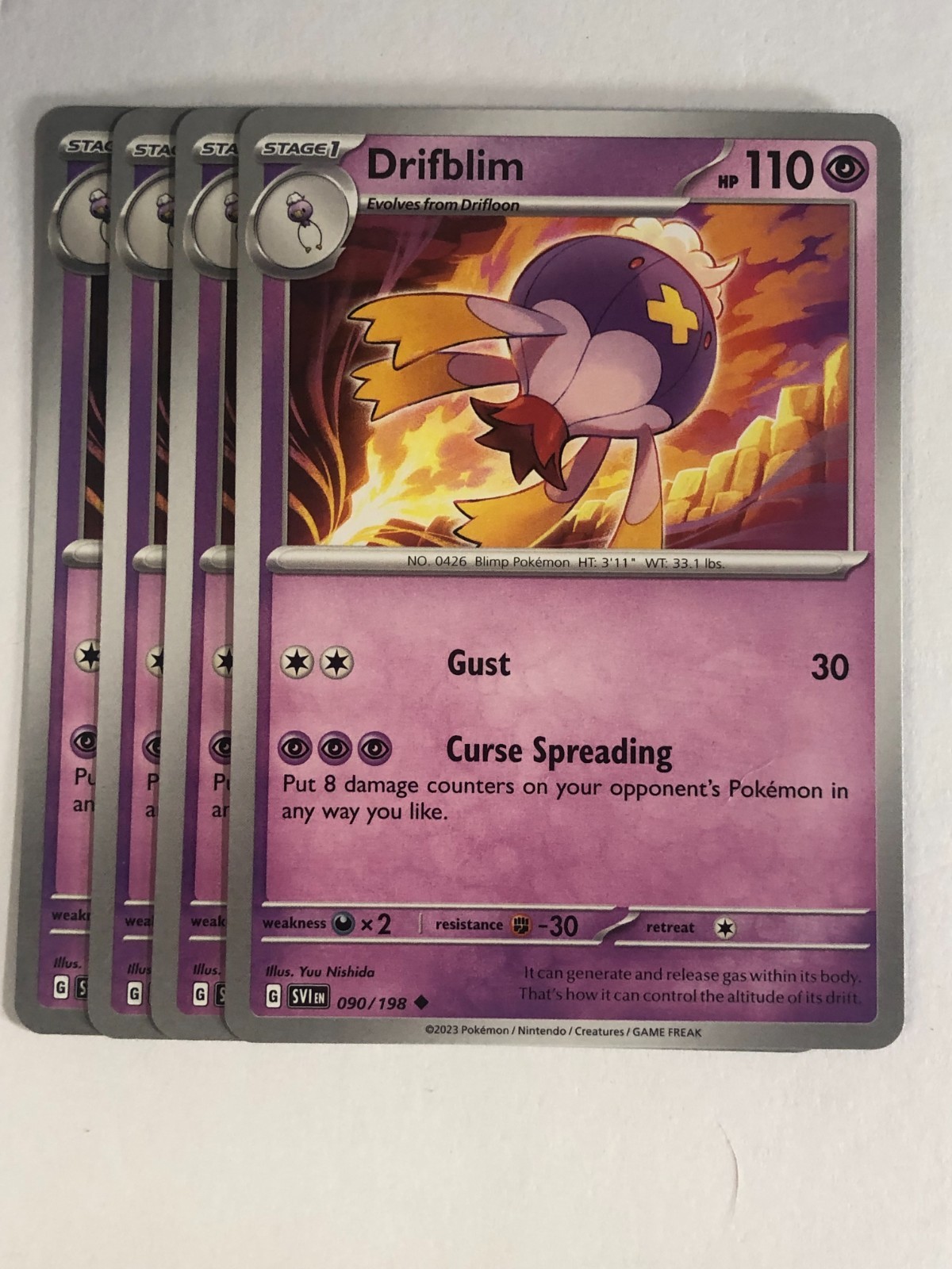 Pokemon TCG Scarlet & Violet 4x Playset Drifblim 090/098 Near Mint