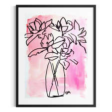 Original Floral 9x12 Painting Acrylic Pink Wall Art Living Room Home Decor