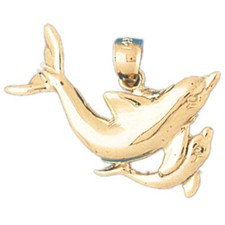 Dolphin Charm Pendant 14k Gold