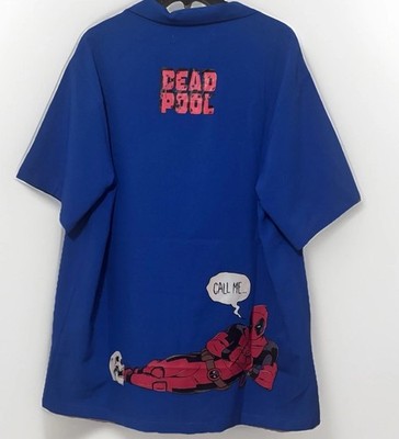 Marvel Deadpool Blue Button-Up Shirt ''Hello I'm Wade'' Men s Size Large