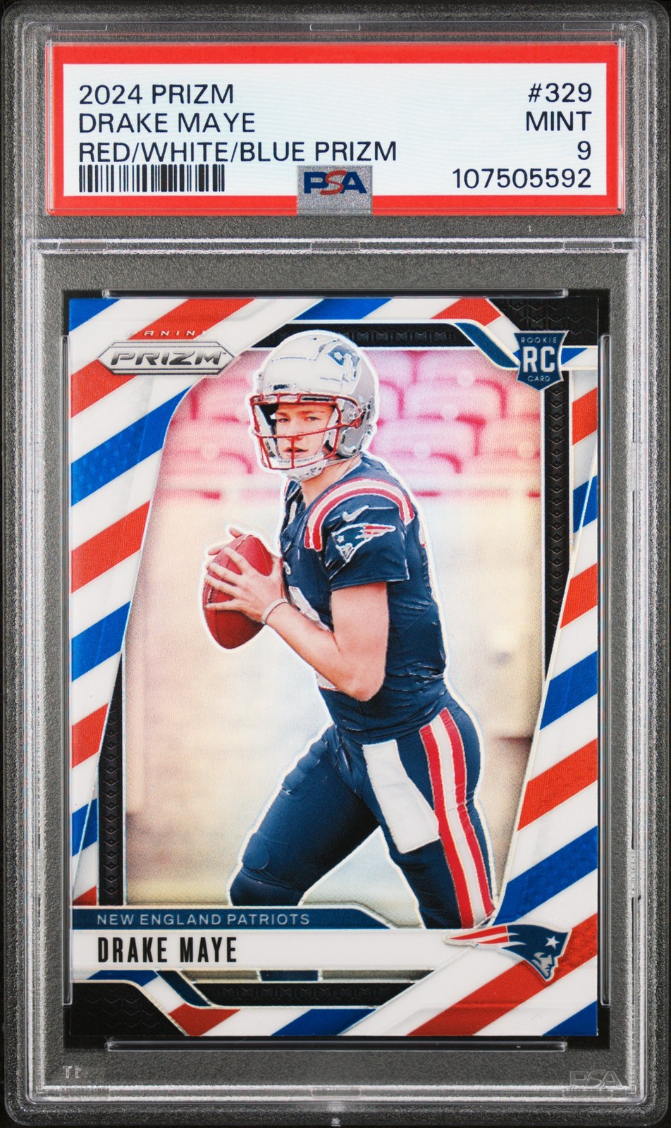 2024 PANINI PRIZM RED/WHITE/BLUE PRIZM #329 DRAKE MAYE PSA 9