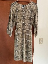Marc By Marc Jacobs Silk 3/4 Sleeve Patterned Dress Beige Size L MJ0426029